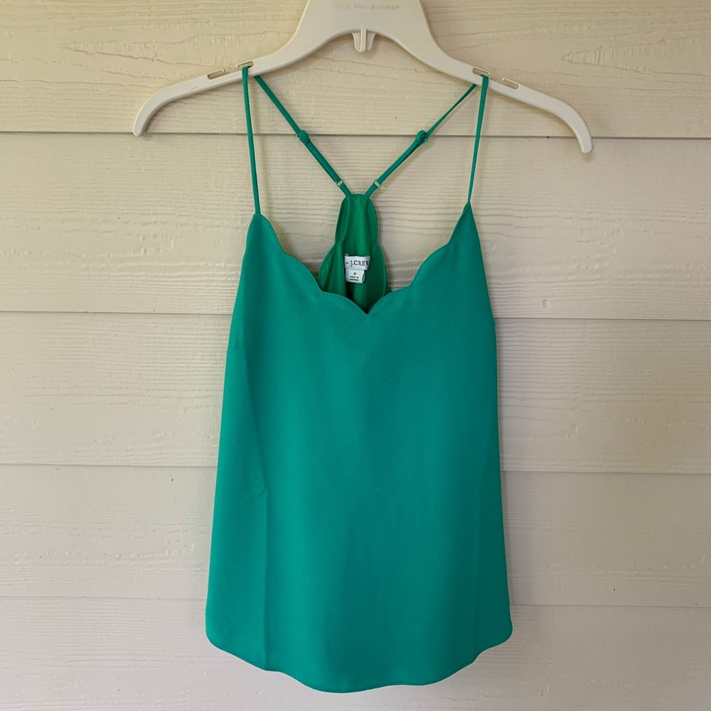 J. Crew Emerald Scalloped Sleeveless Blouse sz 0